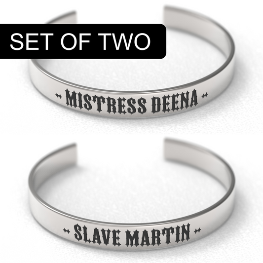 Personalised Mistress and Slave Bracelet Set