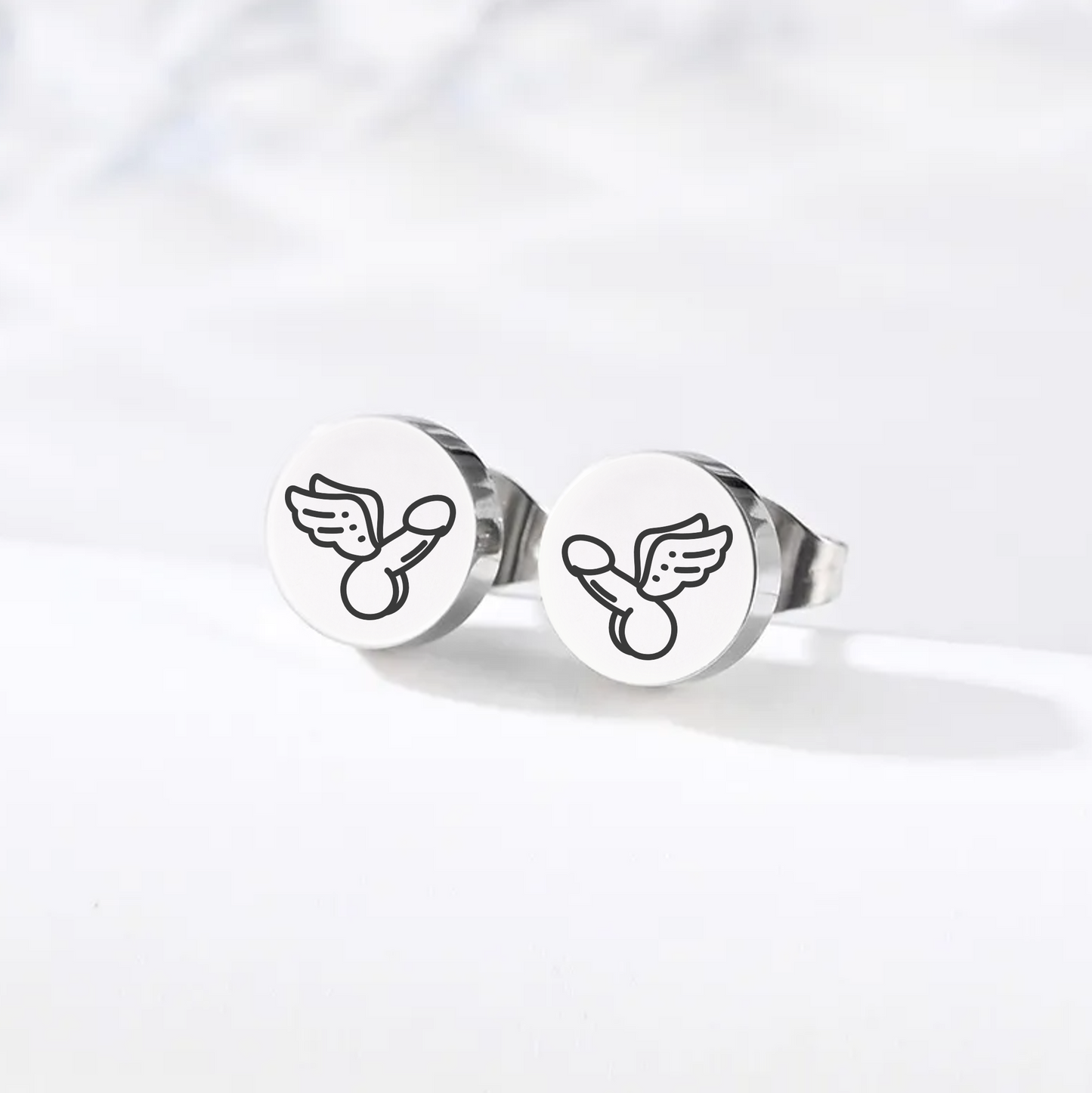Winged Penis, Stud Earrings